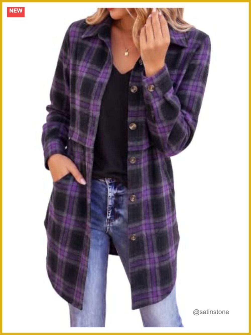 Zeagoo Women's Flannel Button Down Plaid Shirt Long Sleeve 80% Polyester 20%
